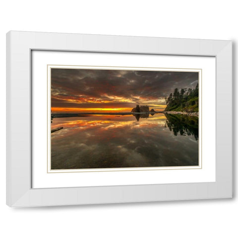 Circels View White Modern Wood Framed Art Print with Double Matting by Kostka, Vladimir