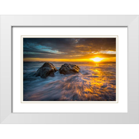 Old Friends White Modern Wood Framed Art Print with Double Matting by Kostka, Vladimir