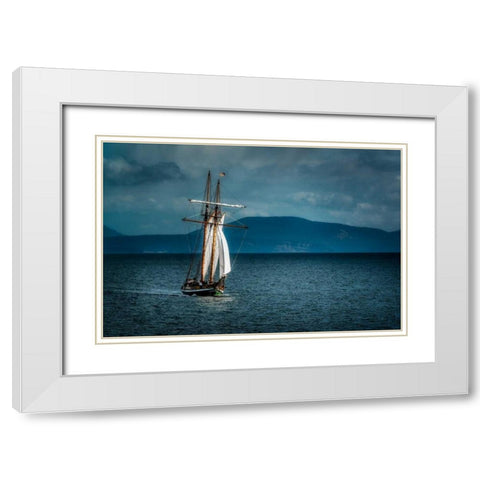 Sailing Away White Modern Wood Framed Art Print with Double Matting by Kostka, Vladimir