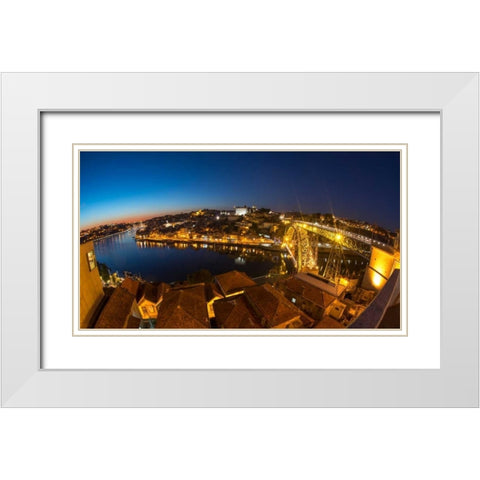 Porto Portugal White Modern Wood Framed Art Print with Double Matting by Kostka, Vladimir