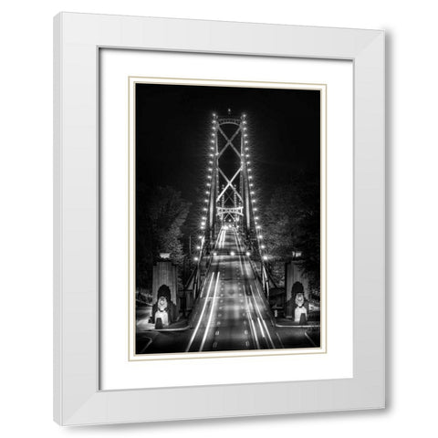 Liongate Bridge White Modern Wood Framed Art Print with Double Matting by Kostka, Vladimir