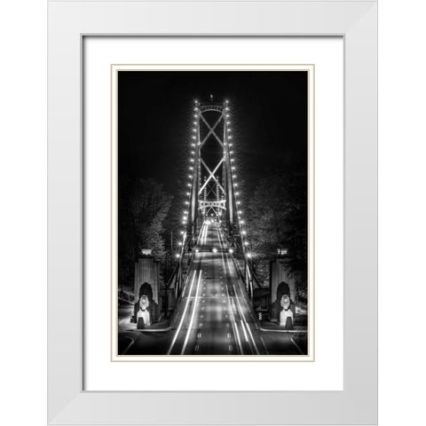 Liongate Bridge White Modern Wood Framed Art Print with Double Matting by Kostka, Vladimir