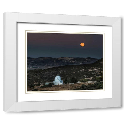 Milos Harvest Moon White Modern Wood Framed Art Print with Double Matting by Kostka, Vladimir