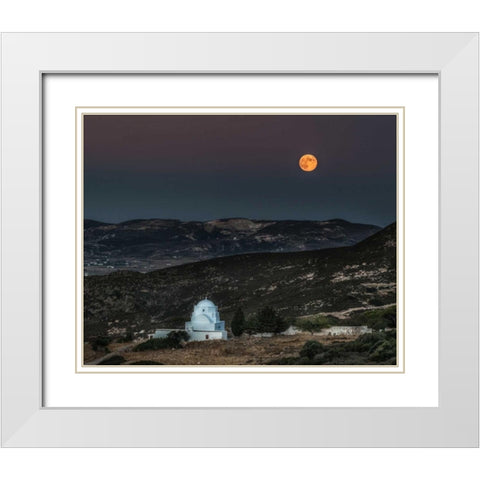 Milos Harvest Moon White Modern Wood Framed Art Print with Double Matting by Kostka, Vladimir