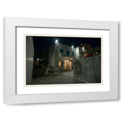 Milos Island House White Modern Wood Framed Art Print with Double Matting by Kostka, Vladimir