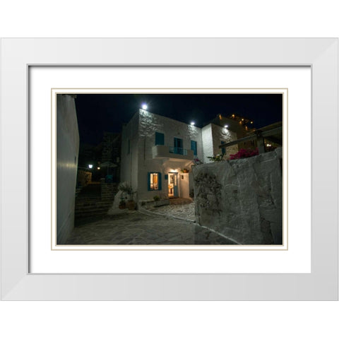 Milos Island House White Modern Wood Framed Art Print with Double Matting by Kostka, Vladimir