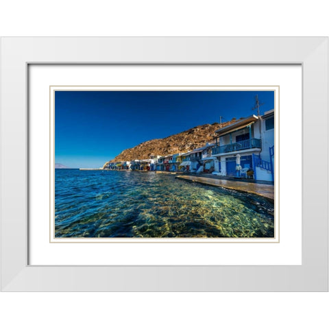 Milos Houses White Modern Wood Framed Art Print with Double Matting by Kostka, Vladimir