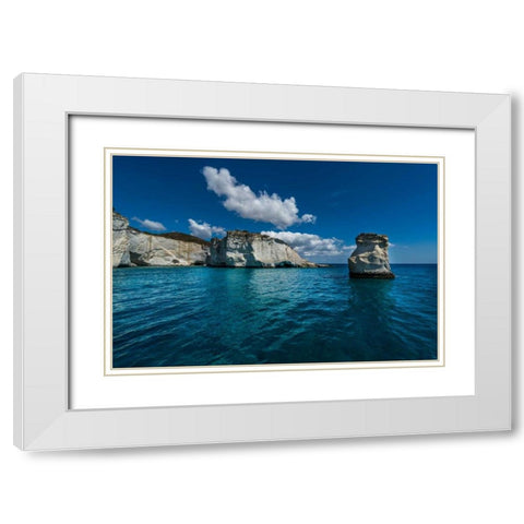 Milos Rocks 1 White Modern Wood Framed Art Print with Double Matting by Kostka, Vladimir
