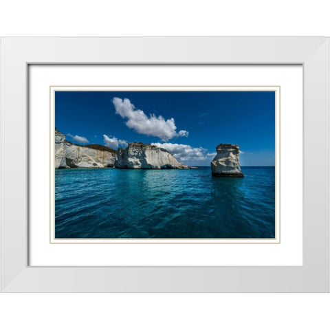 Milos Rocks 1 White Modern Wood Framed Art Print with Double Matting by Kostka, Vladimir