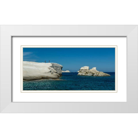 Milos Rocks Shores White Modern Wood Framed Art Print with Double Matting by Kostka, Vladimir