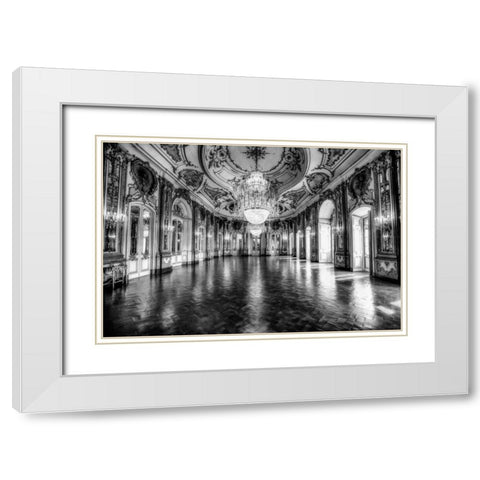Portugal Palace White Modern Wood Framed Art Print with Double Matting by Kostka, Vladimir