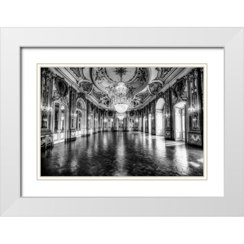Portugal Palace White Modern Wood Framed Art Print with Double Matting by Kostka, Vladimir