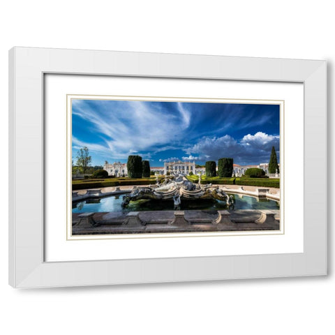 Portugal Palace 2 White Modern Wood Framed Art Print with Double Matting by Kostka, Vladimir