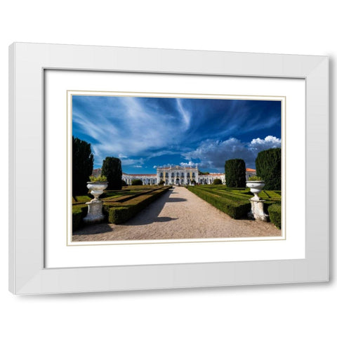 Portugal Palace 4 White Modern Wood Framed Art Print with Double Matting by Kostka, Vladimir