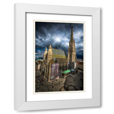 Vienna Cathedral White Modern Wood Framed Art Print with Double Matting by Kostka, Vladimir