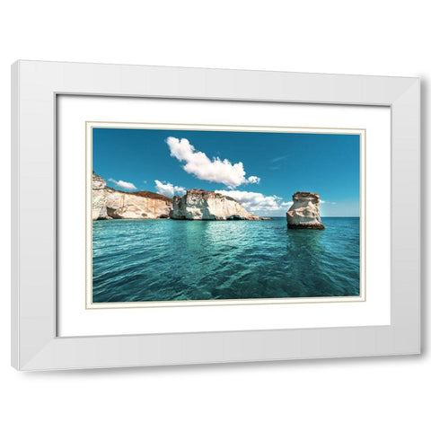 Rocks of Milos 1 White Modern Wood Framed Art Print with Double Matting by Kostka, Vladimir