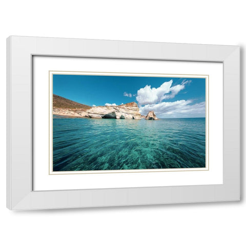 Rocks of Milos 2 White Modern Wood Framed Art Print with Double Matting by Kostka, Vladimir
