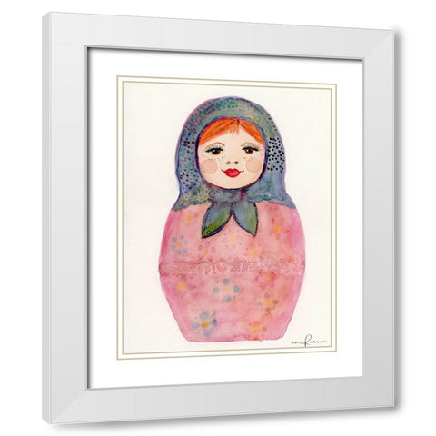Nesting Doll 1 White Modern Wood Framed Art Print with Double Matting by Barski, Karen