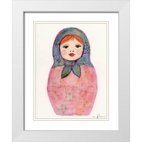 Nesting Doll 1 White Modern Wood Framed Art Print with Double Matting by Barski, Karen