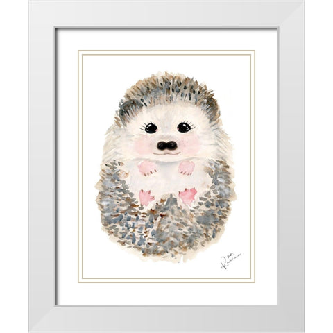 Hedgie 1 White Modern Wood Framed Art Print with Double Matting by Barski, Karen