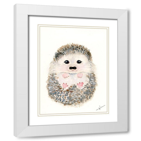 Hedgehog 1 White Modern Wood Framed Art Print with Double Matting by Barski, Karen