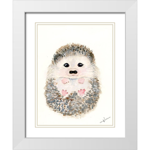 Hedgehog 1 White Modern Wood Framed Art Print with Double Matting by Barski, Karen
