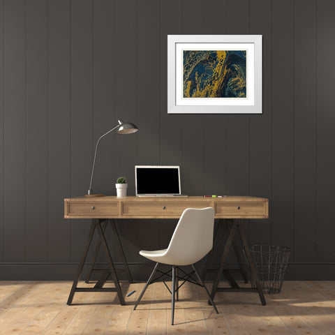 Blue Hue Lava 2 White Modern Wood Framed Art Print with Double Matting by Barski, Karen