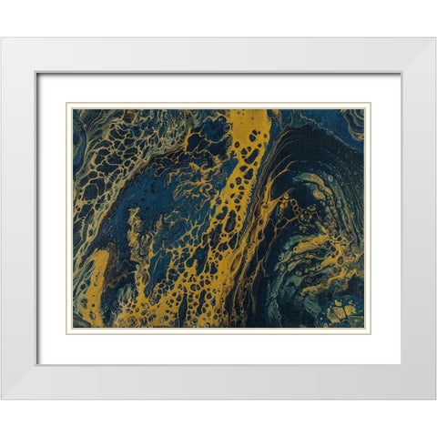 Blue Hue Lava 2 White Modern Wood Framed Art Print with Double Matting by Barski, Karen