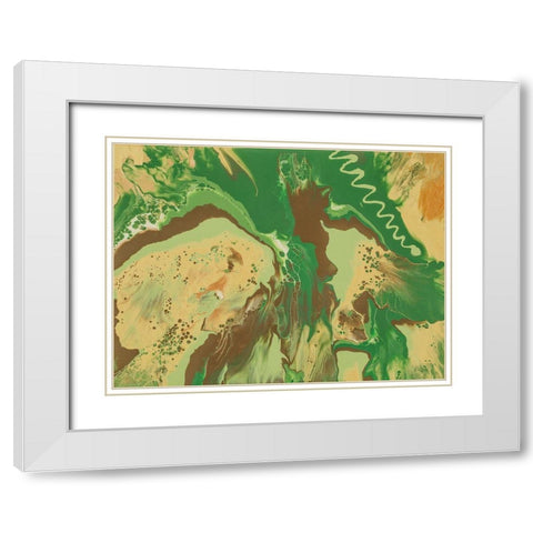 Green Splatter 1 White Modern Wood Framed Art Print with Double Matting by Barski, Karen