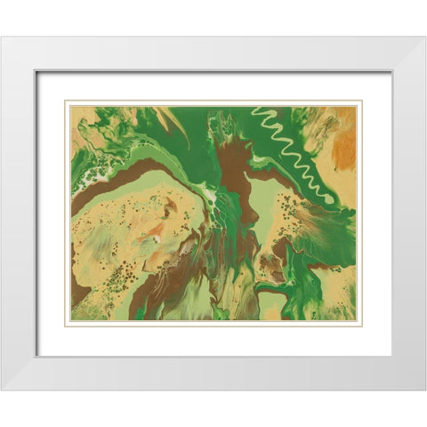 Green Splatter 1 White Modern Wood Framed Art Print with Double Matting by Barski, Karen
