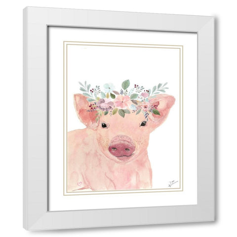 Pretty Pig White Modern Wood Framed Art Print with Double Matting by Barski, Karen