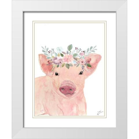 Pretty Pig White Modern Wood Framed Art Print with Double Matting by Barski, Karen