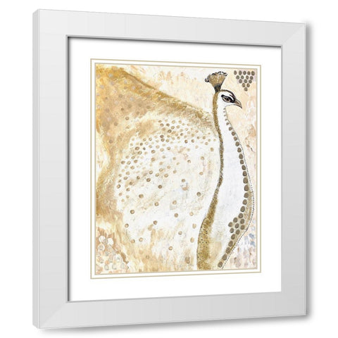 Albino Peacock Gold White Modern Wood Framed Art Print with Double Matting by Barski, Karen