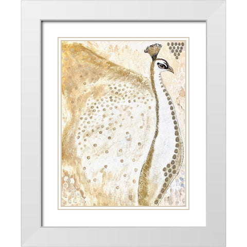 Albino Peacock Gold White Modern Wood Framed Art Print with Double Matting by Barski, Karen