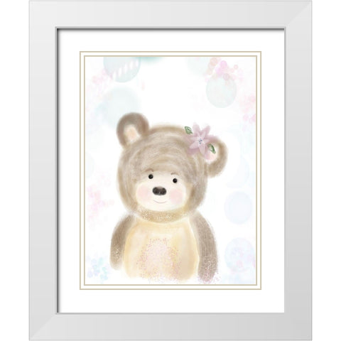 Adorable Bear White Modern Wood Framed Art Print with Double Matting by Barski, Karen