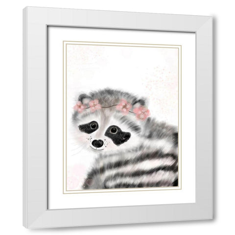 Fashionable Raccoon White Modern Wood Framed Art Print with Double Matting by Barski, Karen