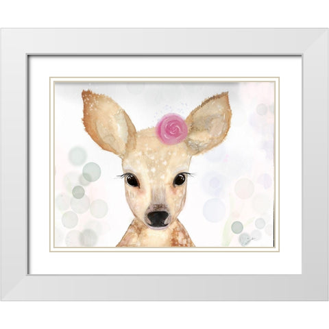 Cute Deer White Modern Wood Framed Art Print with Double Matting by Barski, Karen
