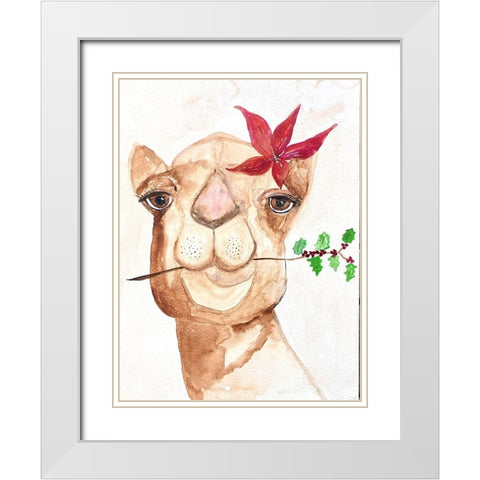 Xmas Camel White Modern Wood Framed Art Print with Double Matting by Barski, Karen