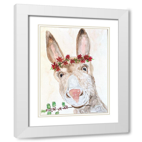 Xmas Donkey White Modern Wood Framed Art Print with Double Matting by Barski, Karen