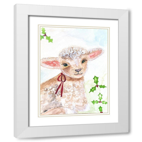 Xmas Lamb White Modern Wood Framed Art Print with Double Matting by Barski, Karen