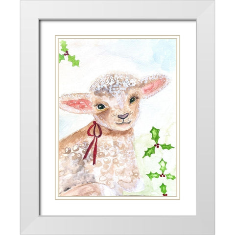 Xmas Lamb White Modern Wood Framed Art Print with Double Matting by Barski, Karen