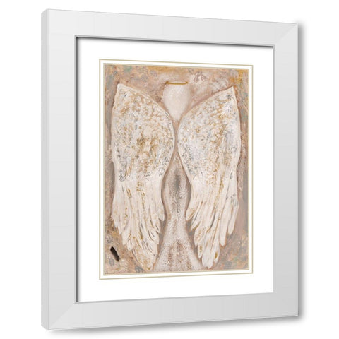 Golden Angel 1 White Modern Wood Framed Art Print with Double Matting by Barski, Karen