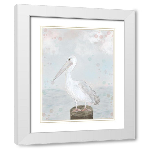 Lonely Seagull White Modern Wood Framed Art Print with Double Matting by Barski, Karen
