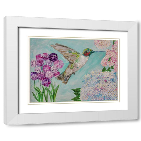 Feeding Spring Friend White Modern Wood Framed Art Print with Double Matting by Barski, Karen