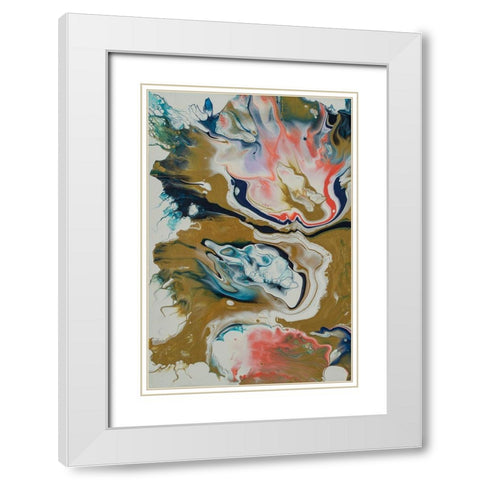 Vibrant Swirls Split 1 White Modern Wood Framed Art Print with Double Matting by Barski, Karen