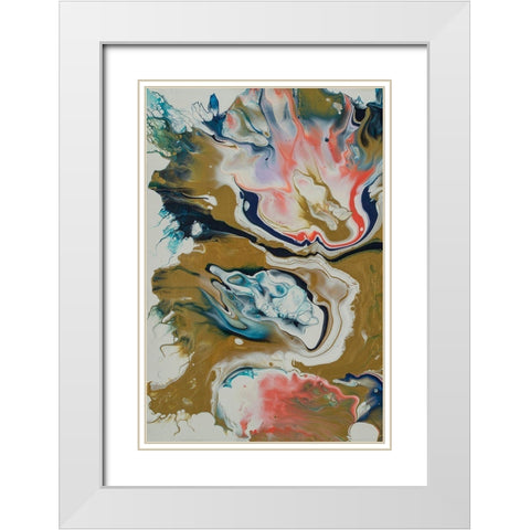 Vibrant Swirls Split 1 White Modern Wood Framed Art Print with Double Matting by Barski, Karen