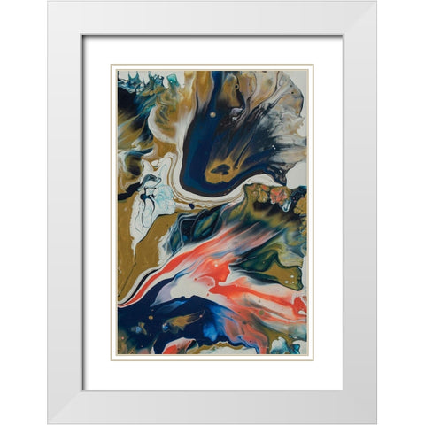 Vibrant Swirls Split 2 White Modern Wood Framed Art Print with Double Matting by Barski, Karen