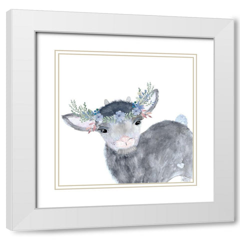 Festive Lamb White Modern Wood Framed Art Print with Double Matting by Barski, Karen