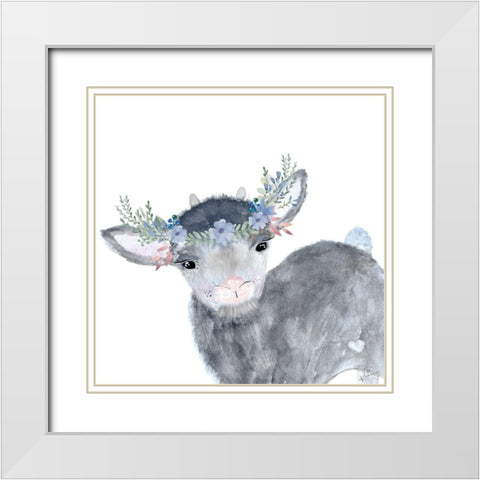 Festive Lamb White Modern Wood Framed Art Print with Double Matting by Barski, Karen