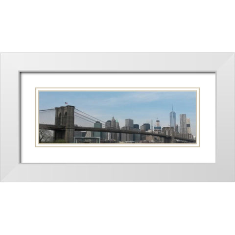 Hello New York White Modern Wood Framed Art Print with Double Matting by A.D. Lines
